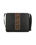 Leather satchel bag with quilted laptop compartment and magnetic flap – suitable for students and office use